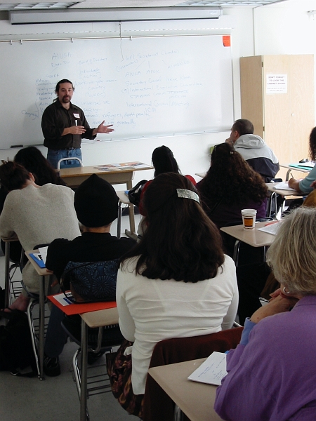 AI Mini-Conference 02.jpg - Mario Tafur has a spellbound audience in his Introduction to Amnesty International workshop.